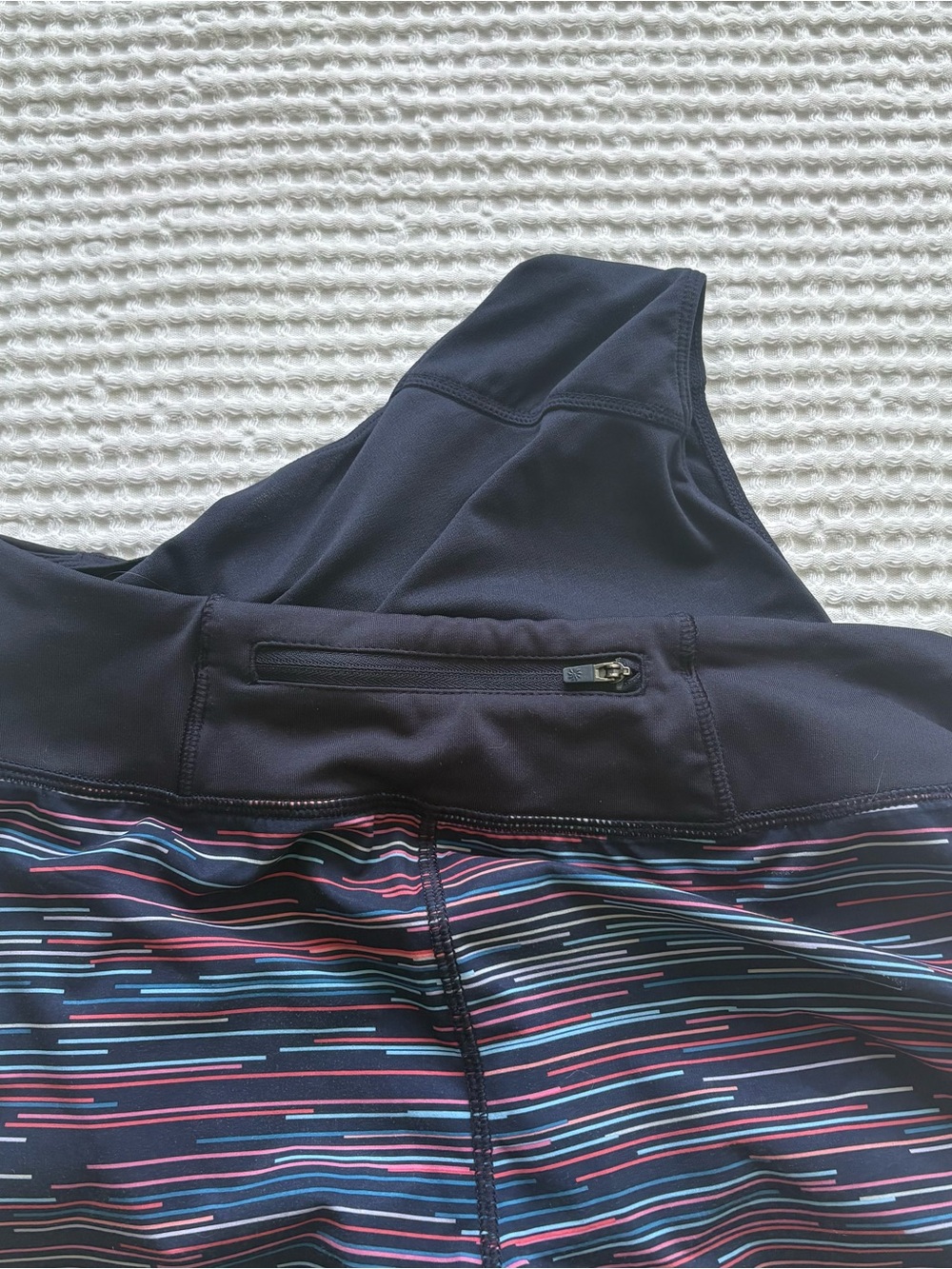 Athleta Ready Set Go Short Blue Jigsaw Stripe Graphic Print Built-In Brief: S - Picture 9 of 10